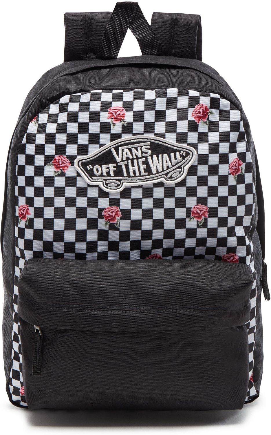 vans realm rose checkerboard backpack